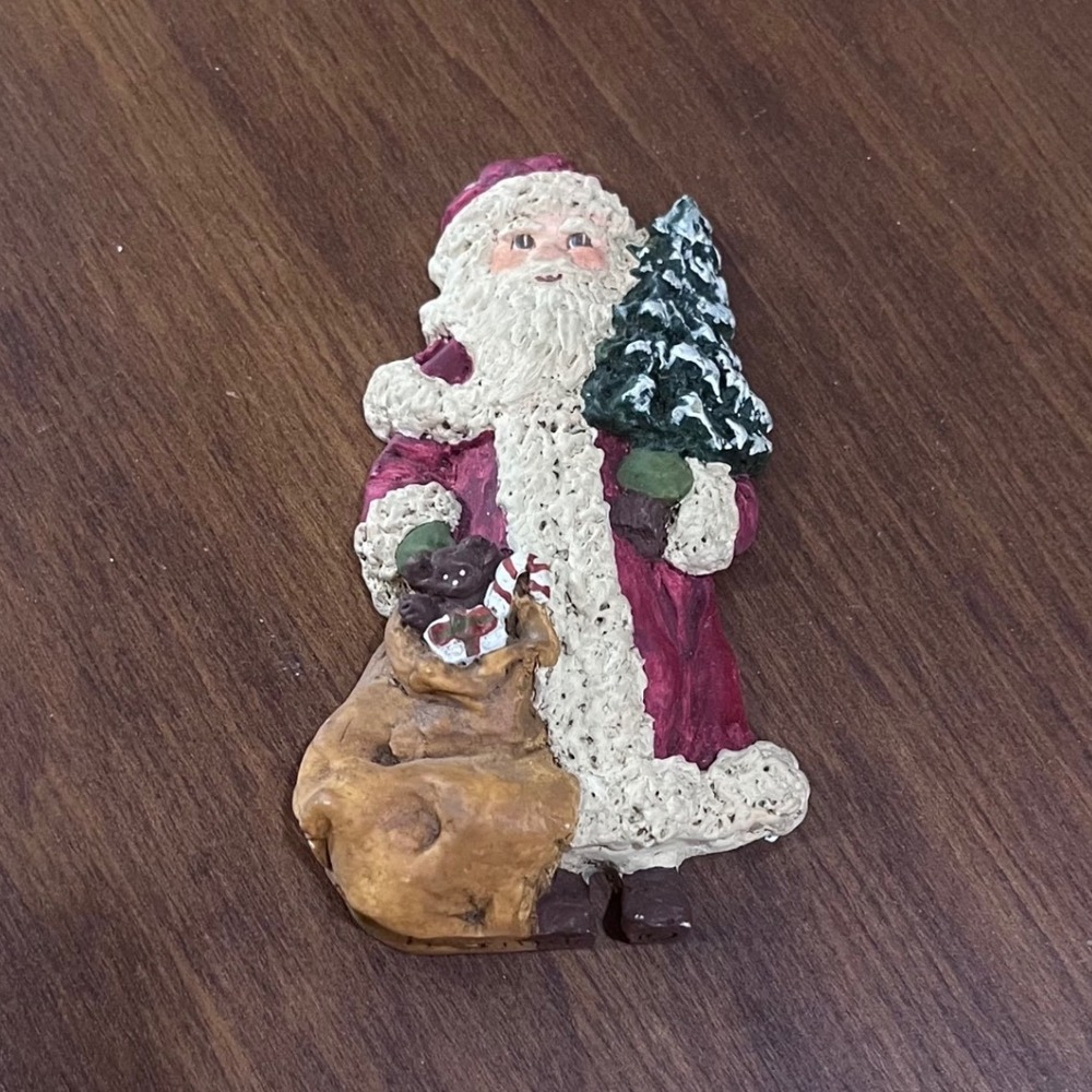 Vtg June McKenna Santa Claus Figurine Folk Art Flat Back Christmas Decor 1982-87